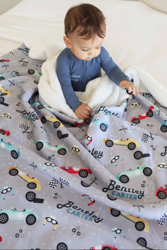 Personalized Sherpa Kids Blanket | Vroom Vroom