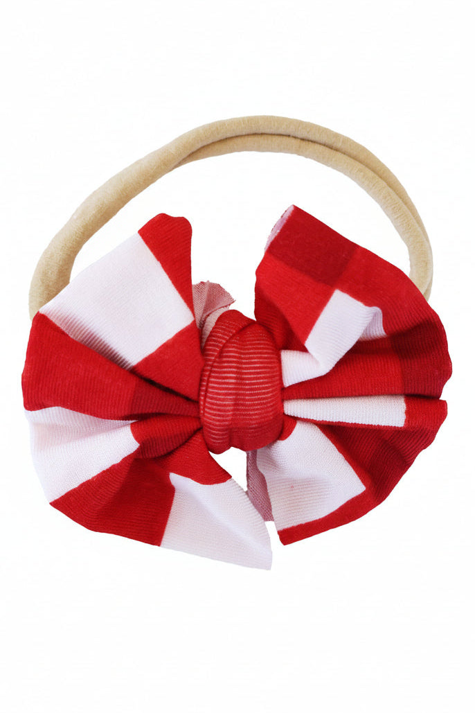 checking it twice knit bow headband for girls 