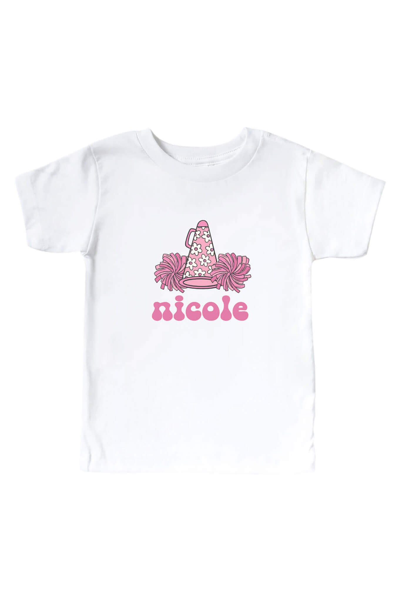 Cheer Squad Personalized Kids Graphic Tee | White