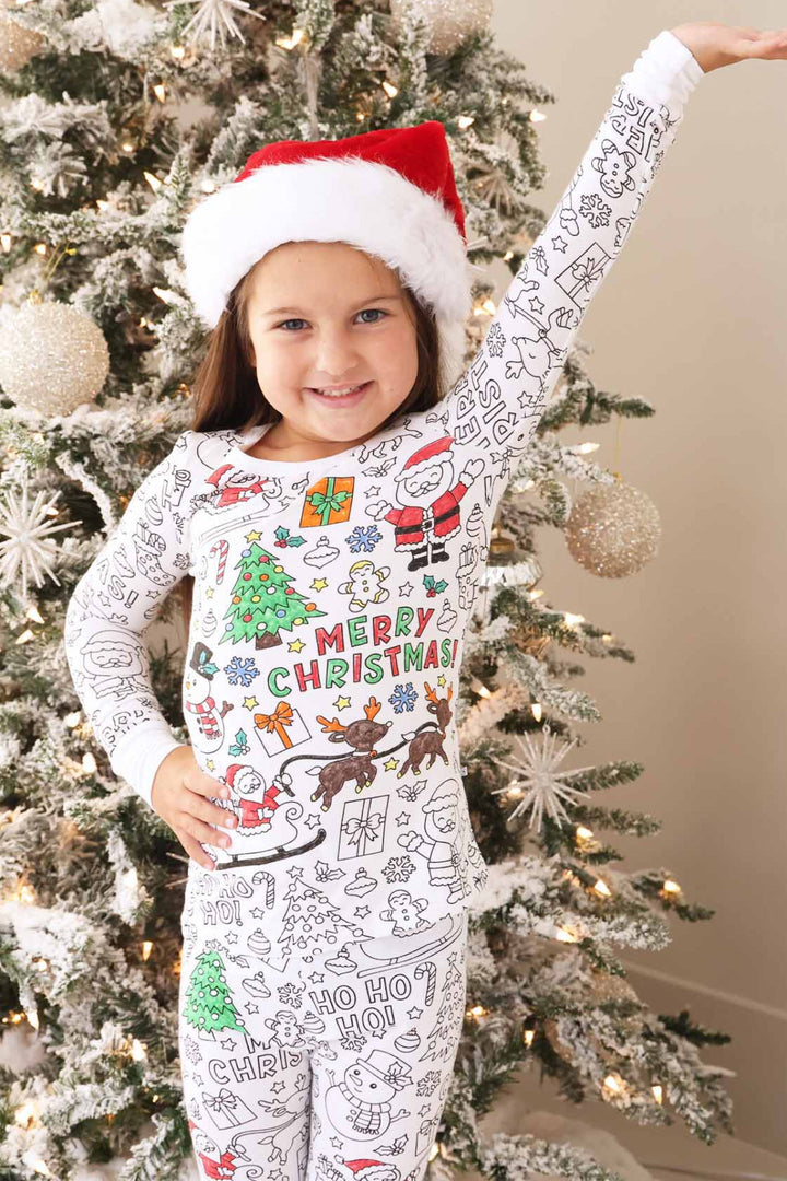 Colorable Two-Piece Pajama Set | Christmas Morning