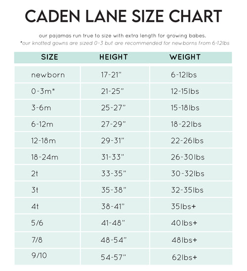 Sizing chart