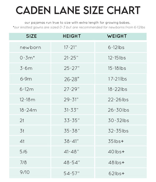 Sizing chart