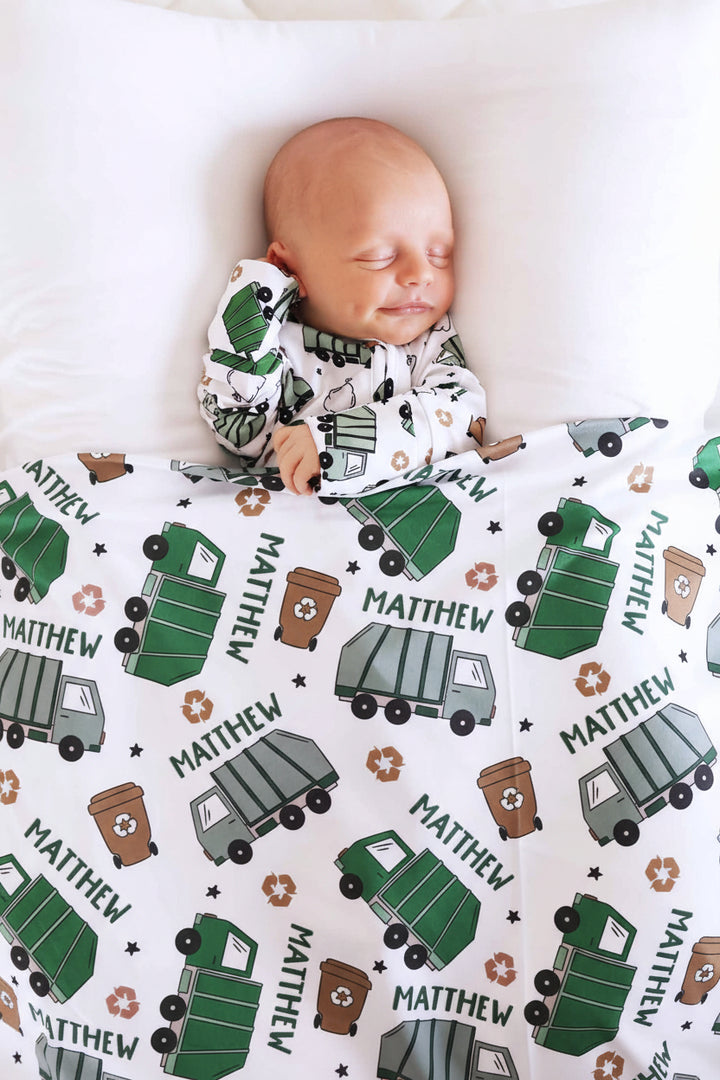 clean up crew personalized swaddle blanket
