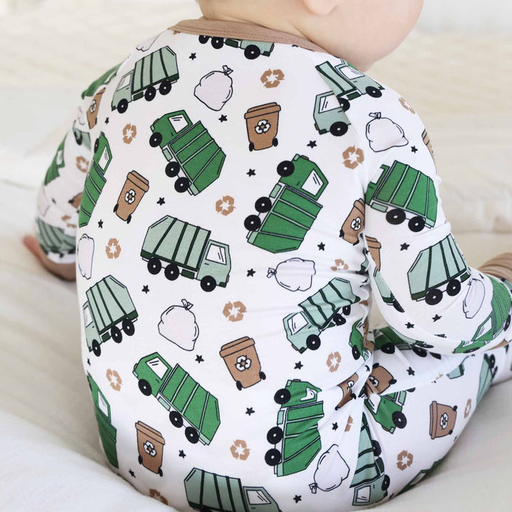 dump trucks print rompers for babies