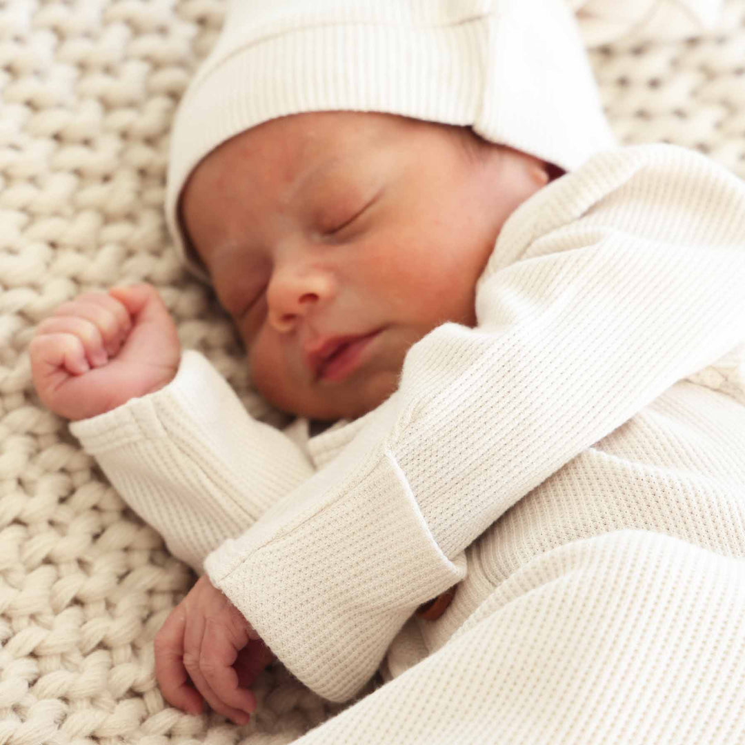 off white bamboo newborn knot gown 