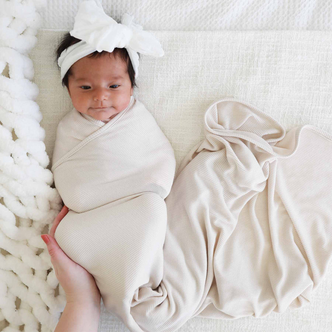 cloud waffle bamboo oversized swaddle for newborns 