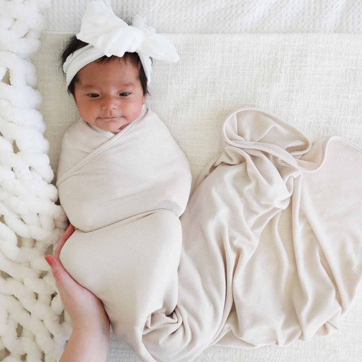 cloud waffle bamboo oversized swaddle for newborns 