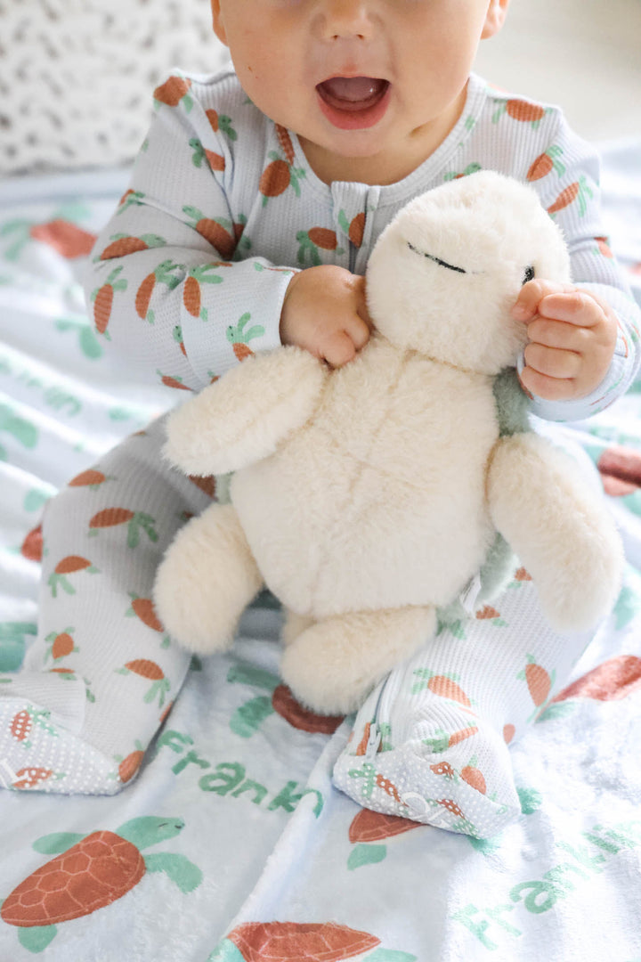 large summer cuddle plush with coastal cruisers turtle ocean print bamboo waffle collection