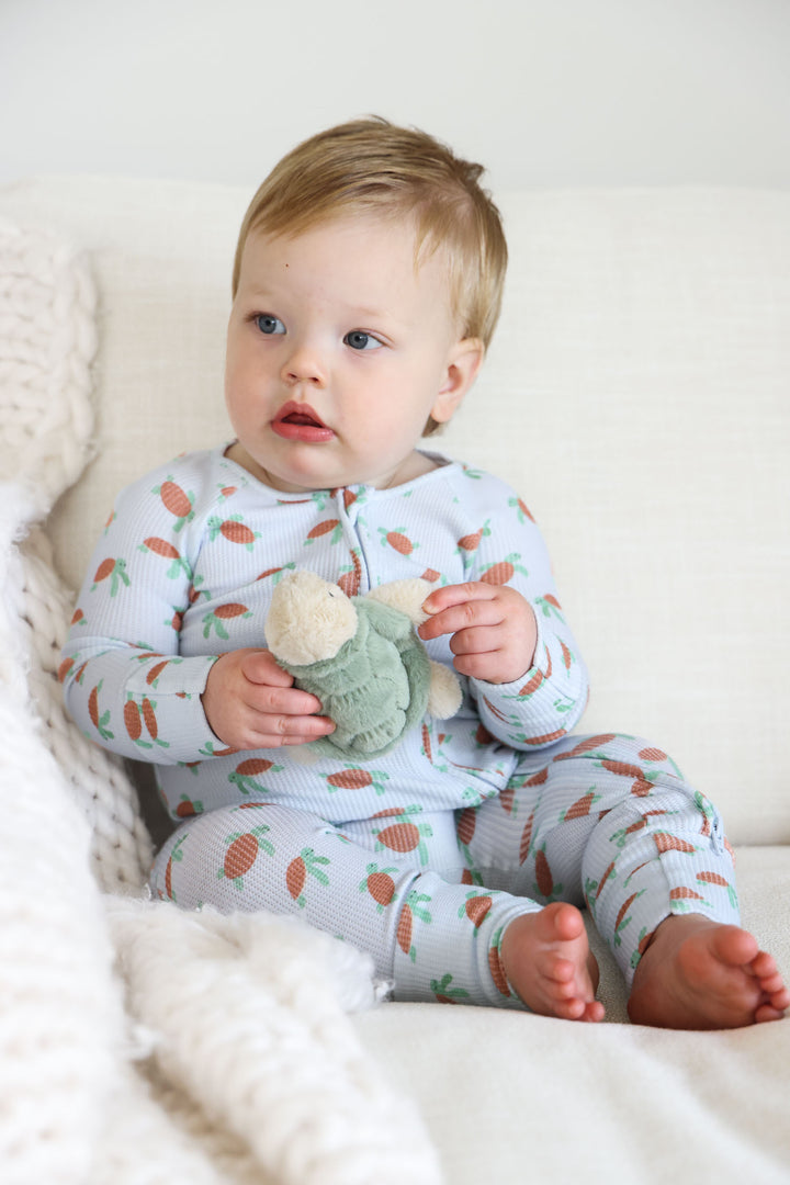 coastal cruisers turtle ocean print convertible romper in bamboo waffle