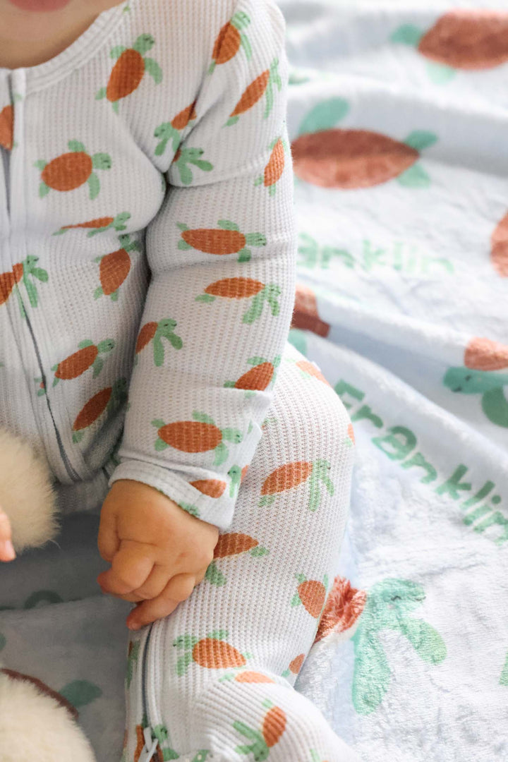 personalized coastal cruisers bamboo waffle kids blanket featuring turtle print