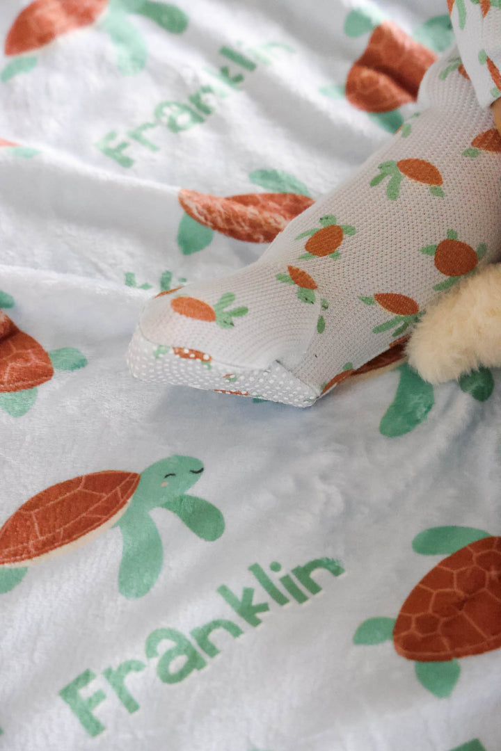 bamboo waffle kids blanket in coastal cruisers turtle and ocean design
