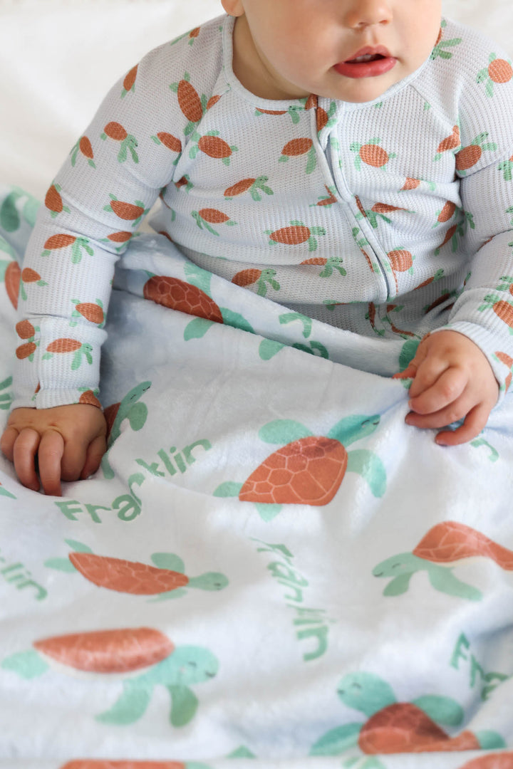 coastal cruisers turtle print bamboo waffle kids blanket for toddlers