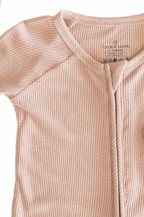 bamboo waffle convertible zip romper pajama for babies and toddlers gender neutral