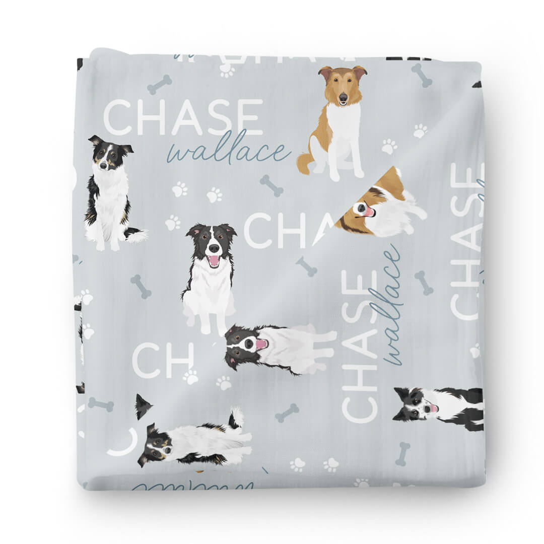 Personalized Baby Name Swaddle Blanket | Dog Breeds