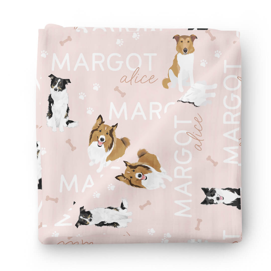 Personalized Baby Name Swaddle Blanket | Dog Breeds