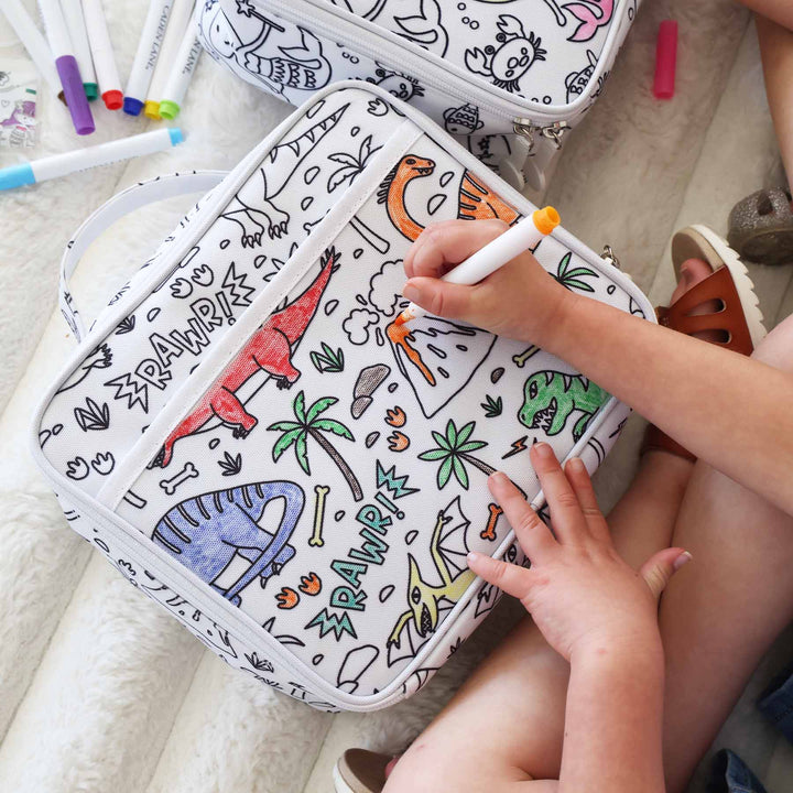 colorable jurassic playground back to school lunchbox for kids 