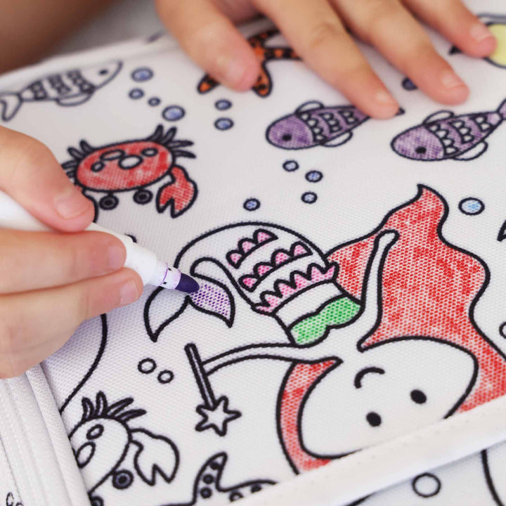 mermaid, crab and fish colorable lunchbox for kids 