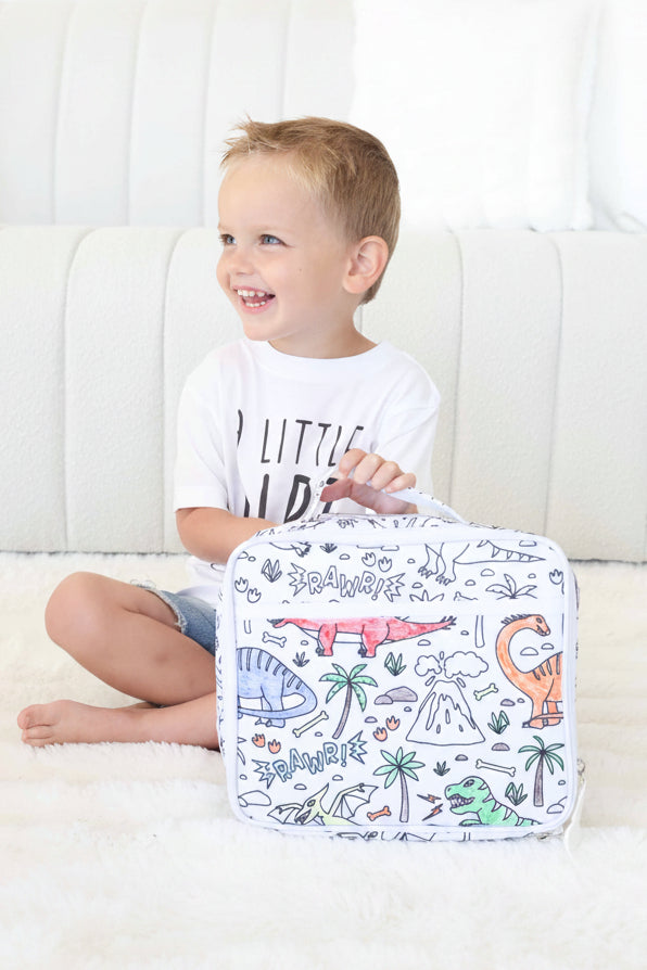 kids colorable dinosaur lunch box