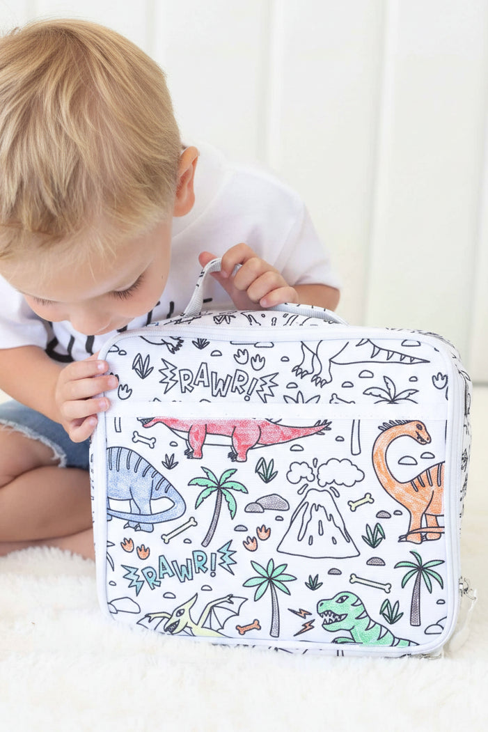 jurassic playground colorable lunchbox for kids 