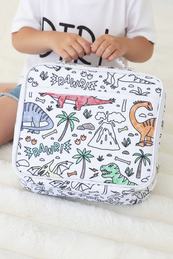 kids colorable dinosaur lunchbox back to school