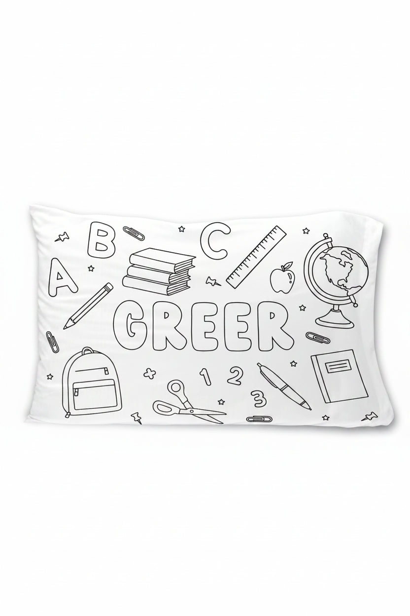 personalized pillowcase for kids school themed 