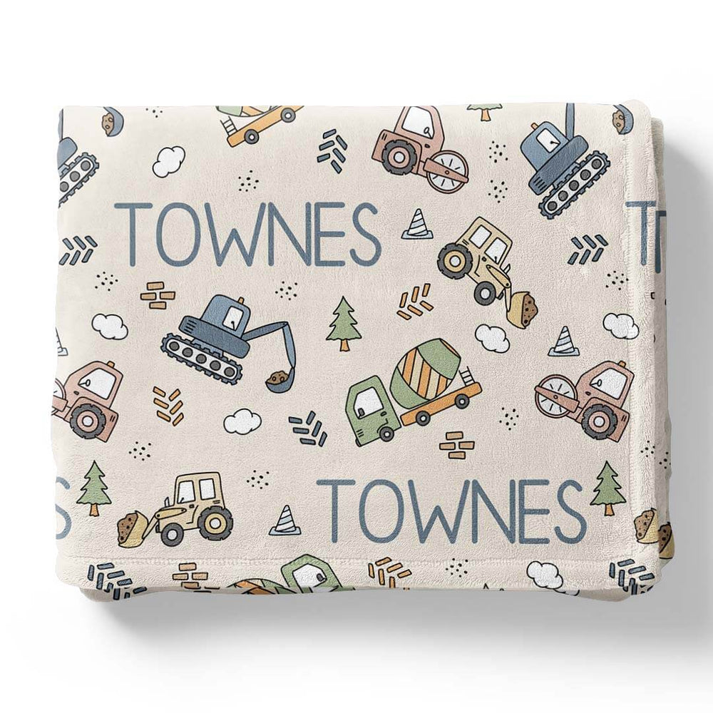 construction personalized kids blanket 