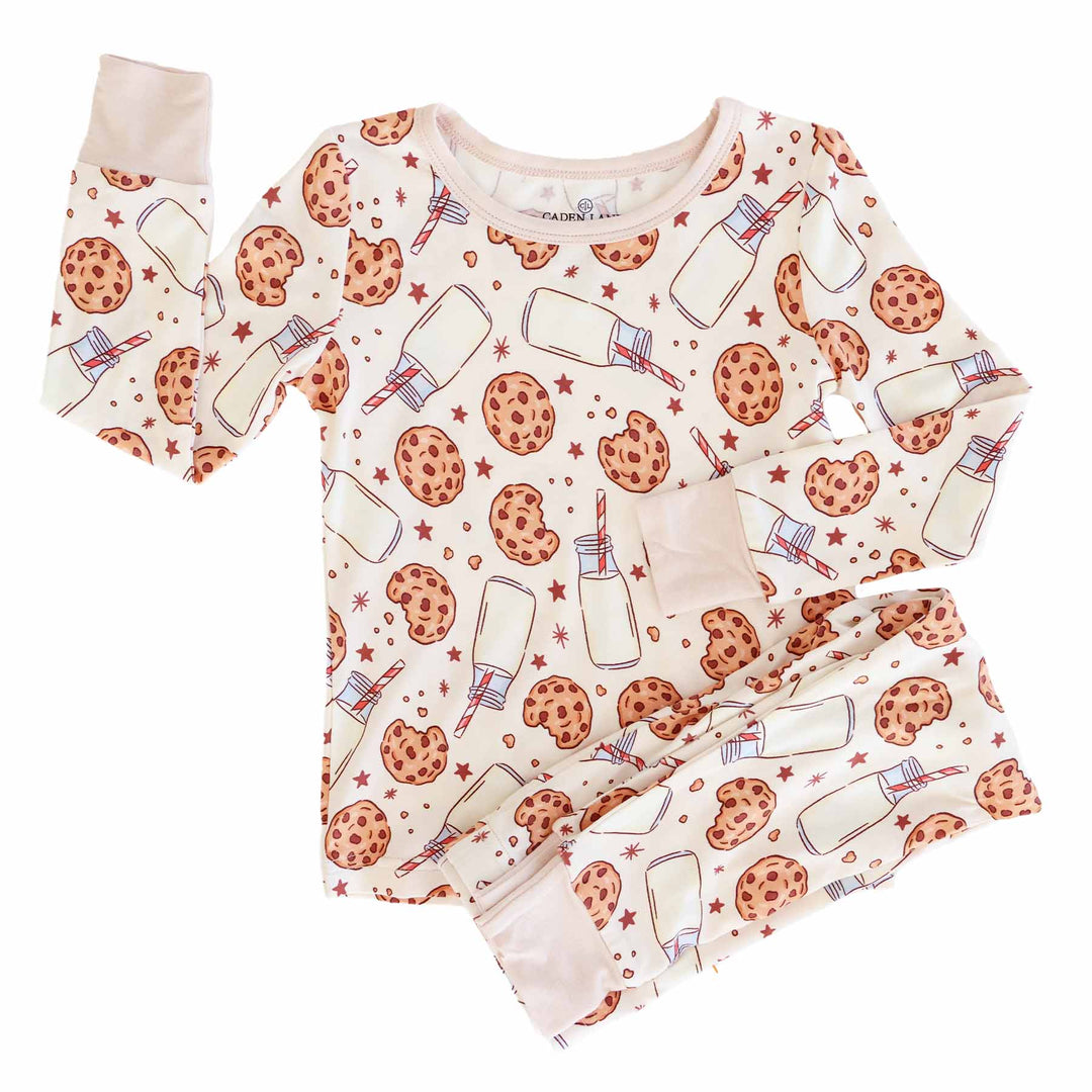 milk and cookies bamboo viscose two piece pajama set for kids 