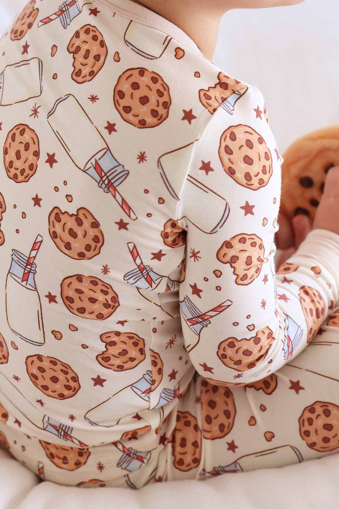caden lane bamboo viscose two piece pajama set with milk, cookies and stars 
