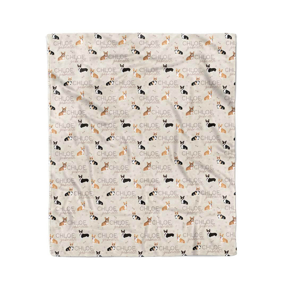 neutral corgi kids blanket