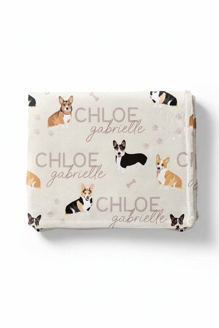 personalized kids blanket with corgis