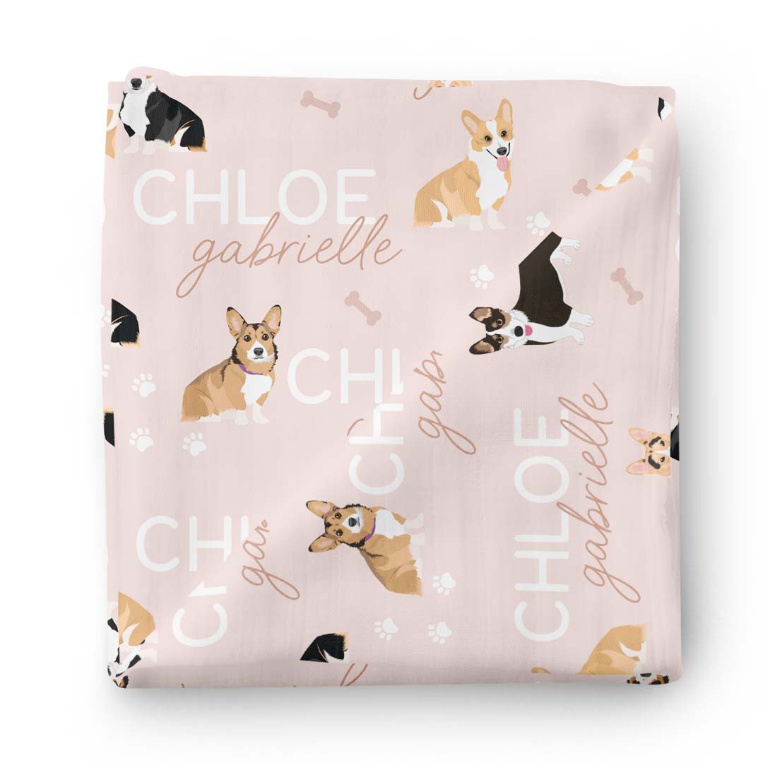 Personalized Baby Name Swaddle Blanket | Dog Breeds
