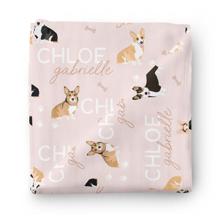 Personalized Baby Name Swaddle Blanket | Dog Breeds