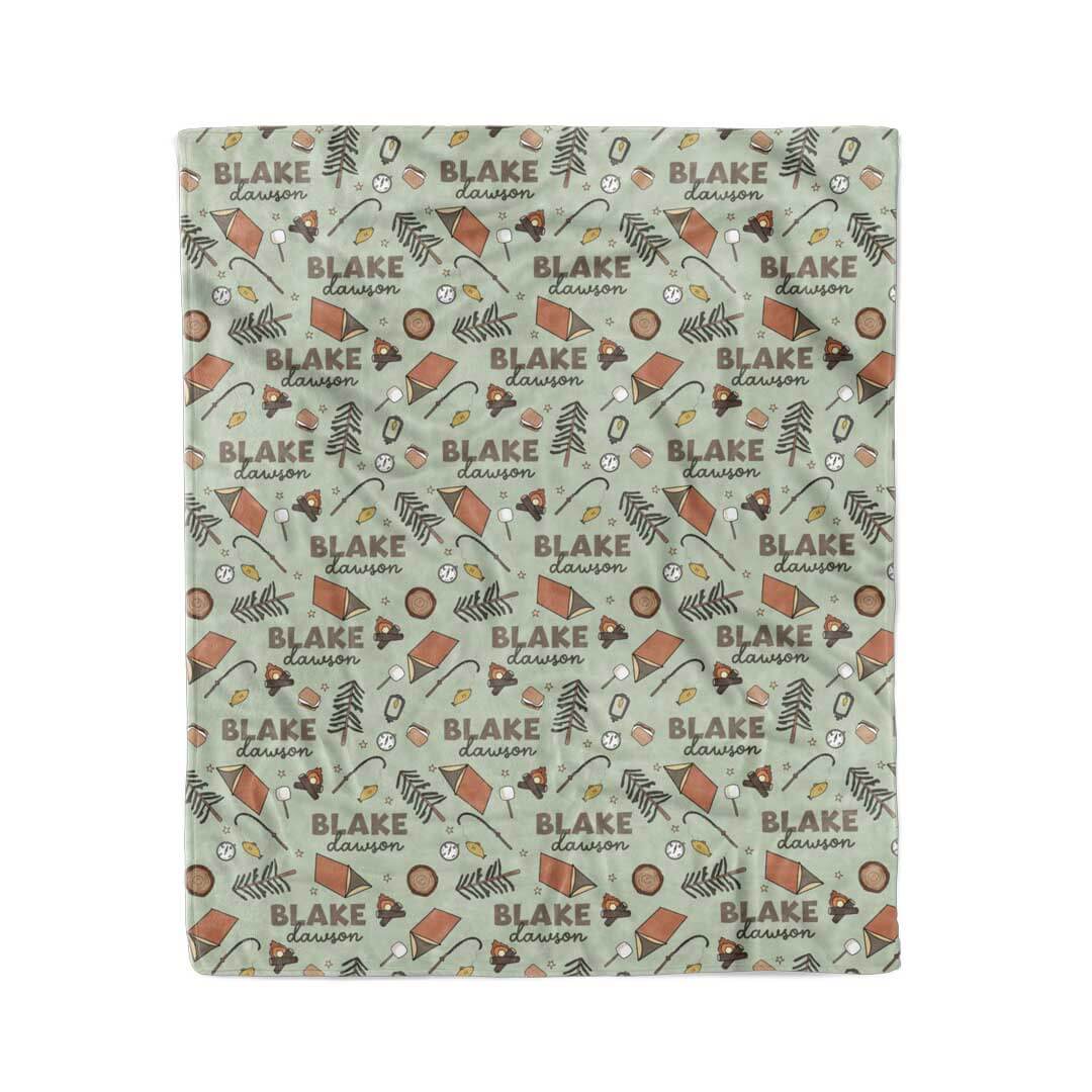 cozy camper personalized kids blanket 