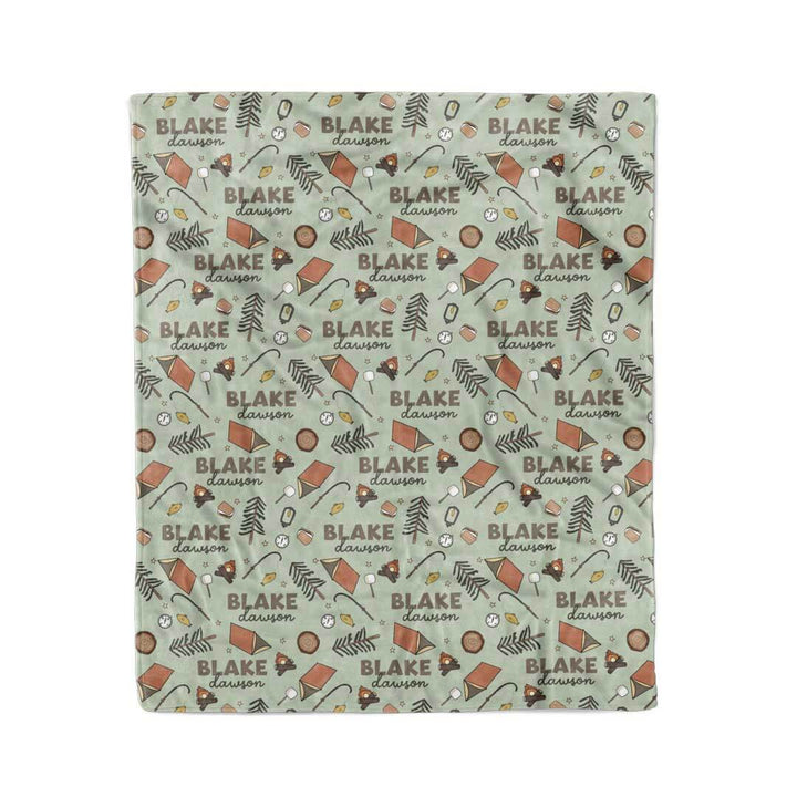cozy camper personalized kids blanket 