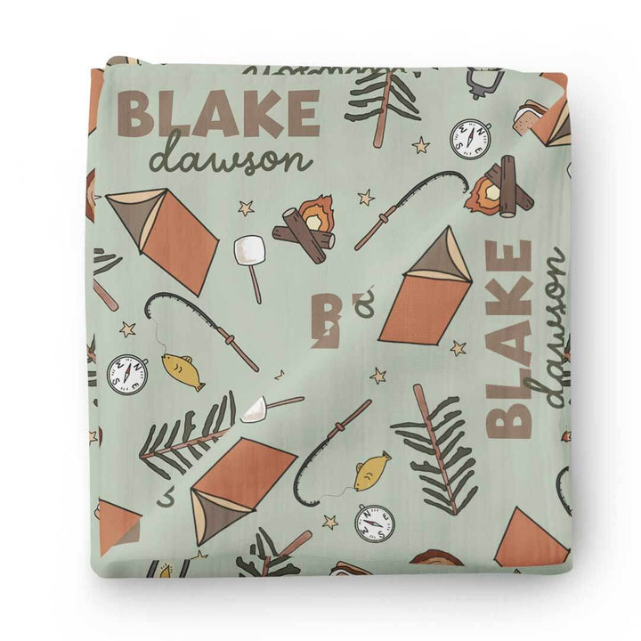 personalized baby swaddle camping 