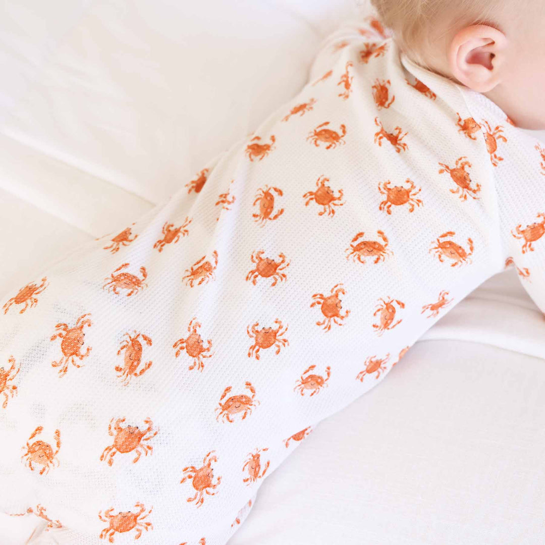 beach waffle pajamas romper with crabs