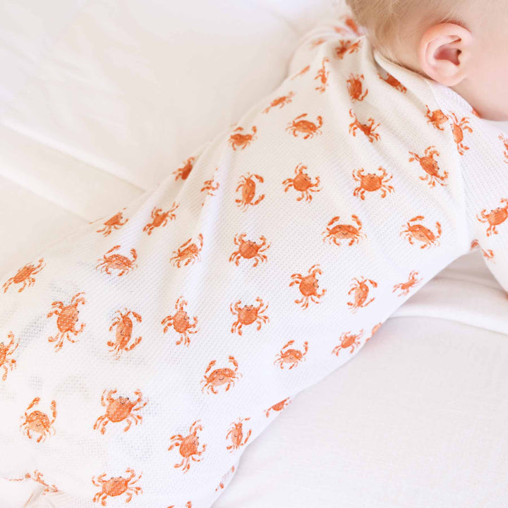 beach waffle pajamas romper with crabs
