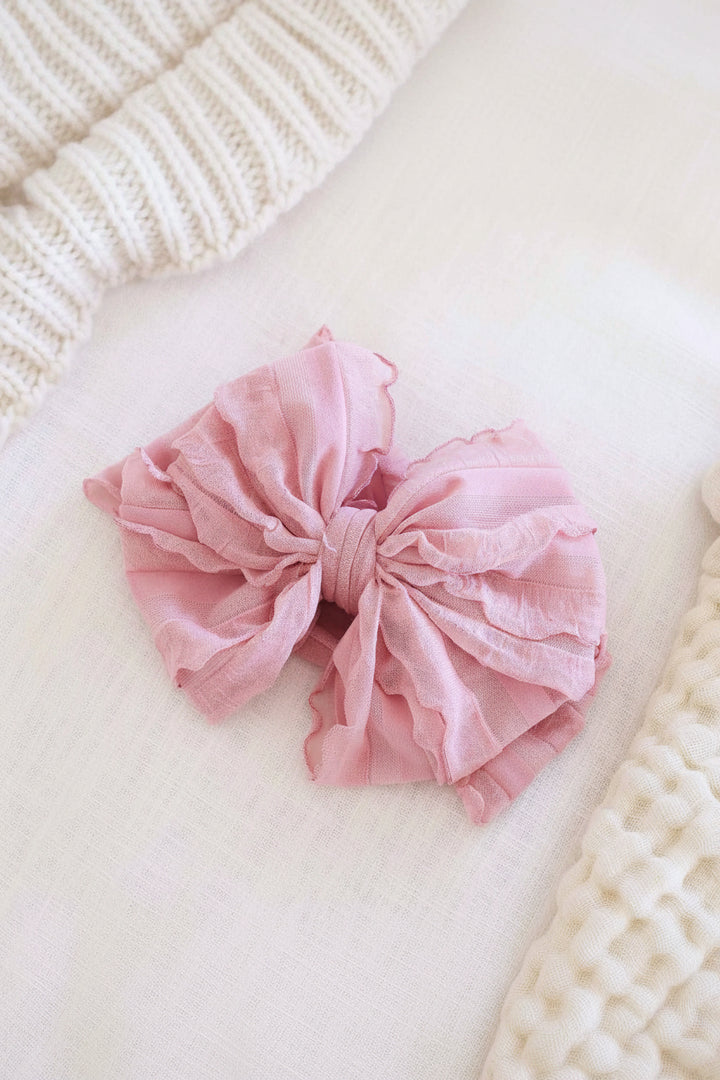 crepe large ruffle knit bow