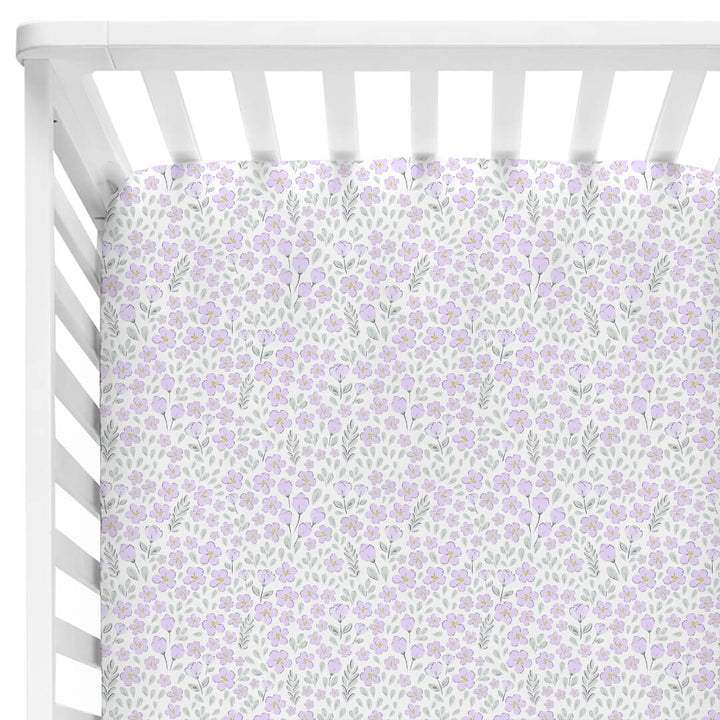 lilac meadow crib sheet for girls 