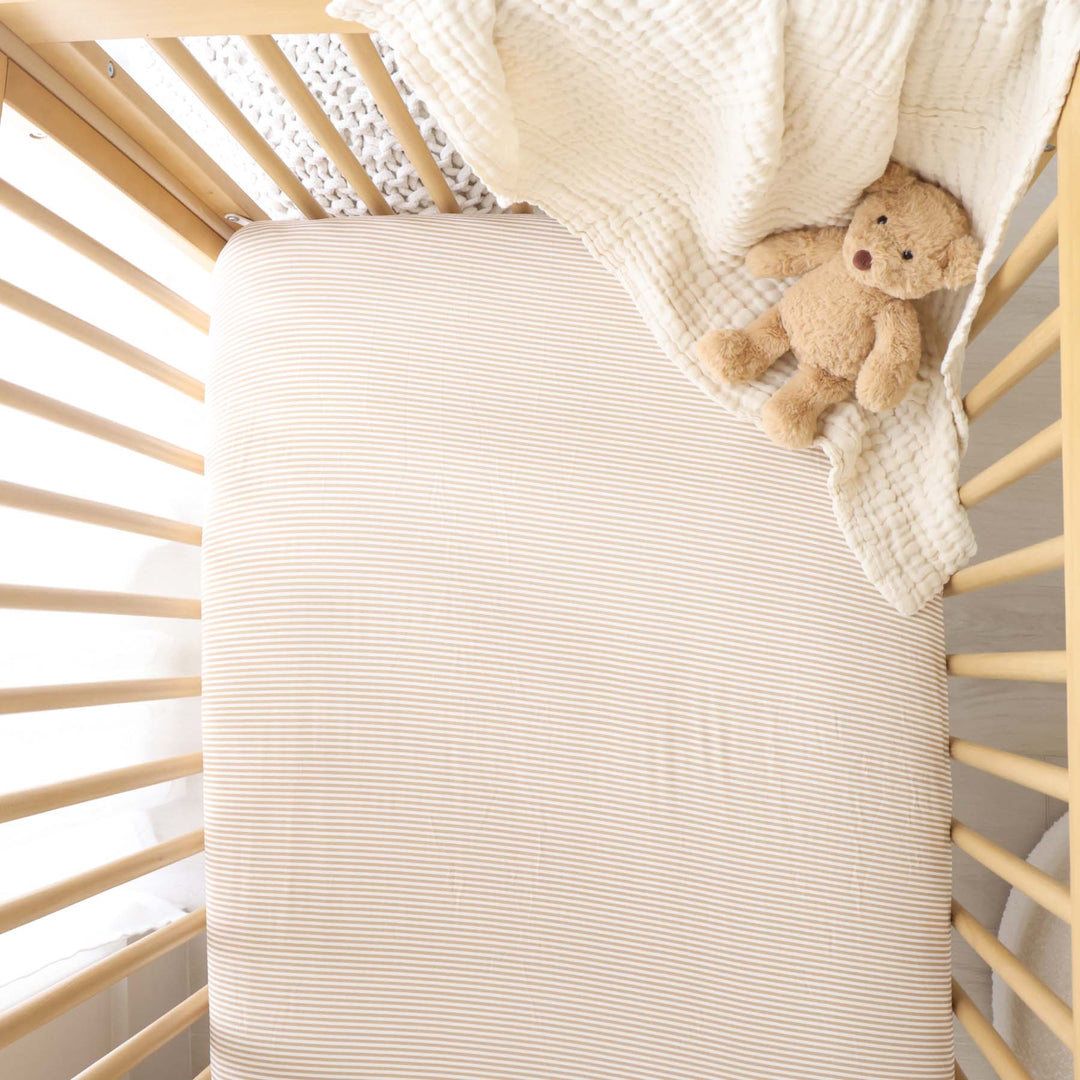 mocha stripes crib sheet for babies