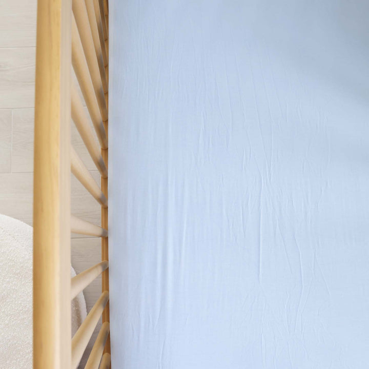 light blue bamboo crib sheet 