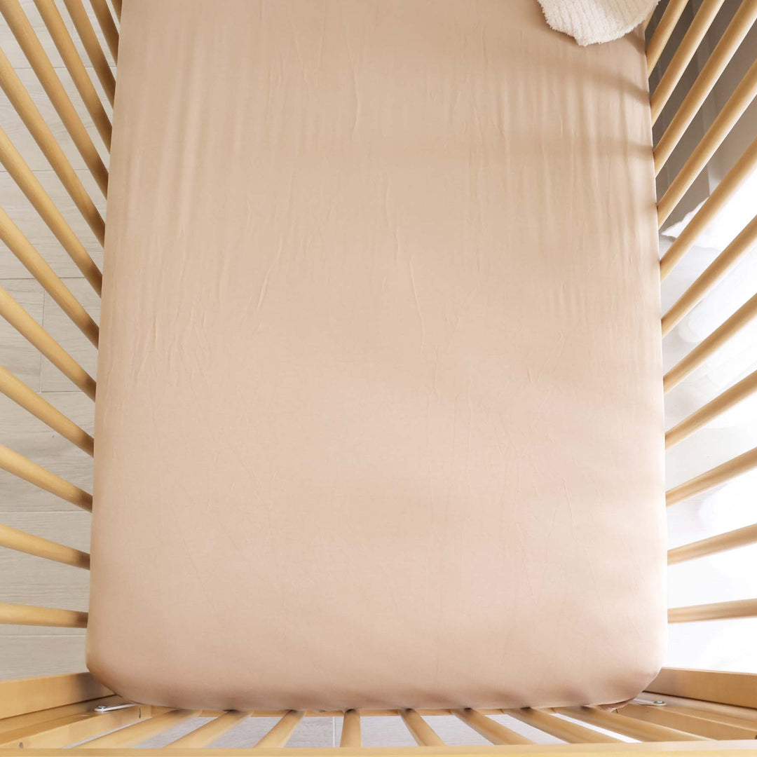 solid light brown crib sheet for babies 