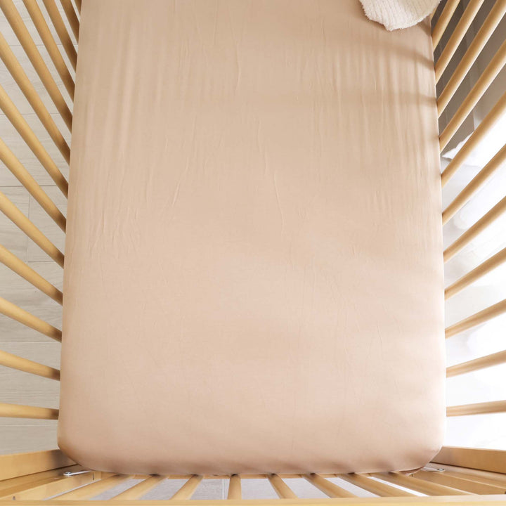solid light brown crib sheet for babies 