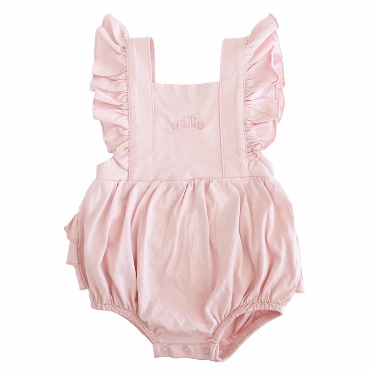 light pink embroidered cross bubble for babies 