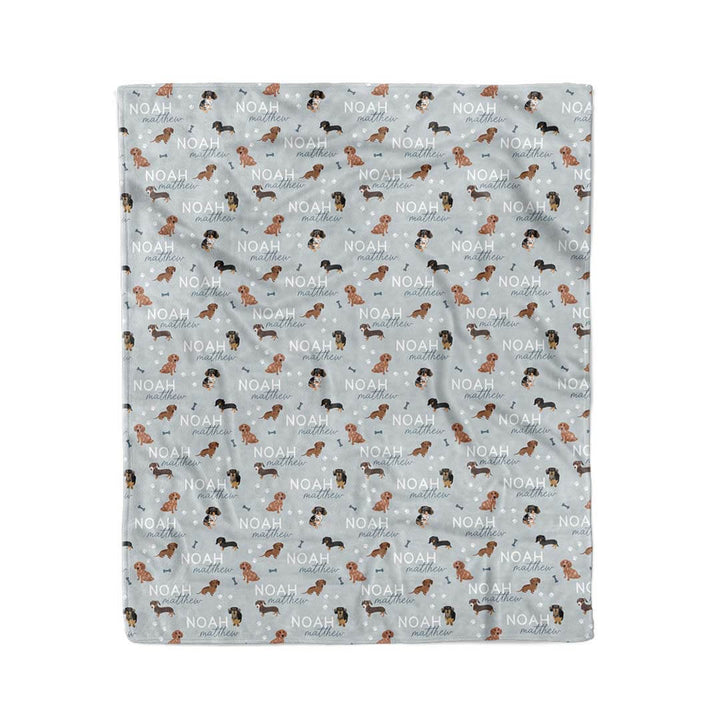 blue personalized kids blanket dachsunds 