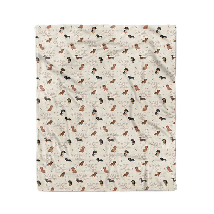 neutral personalized kids blanket dachund