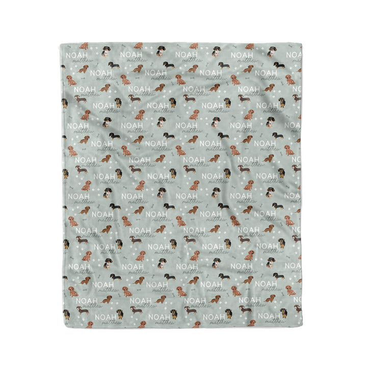 dachsund sage personalized kids blanket 
