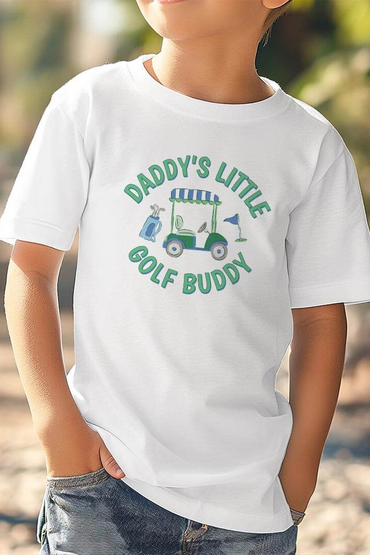 Daddy's Little Golf Buddy Kids Graphic Tee | White