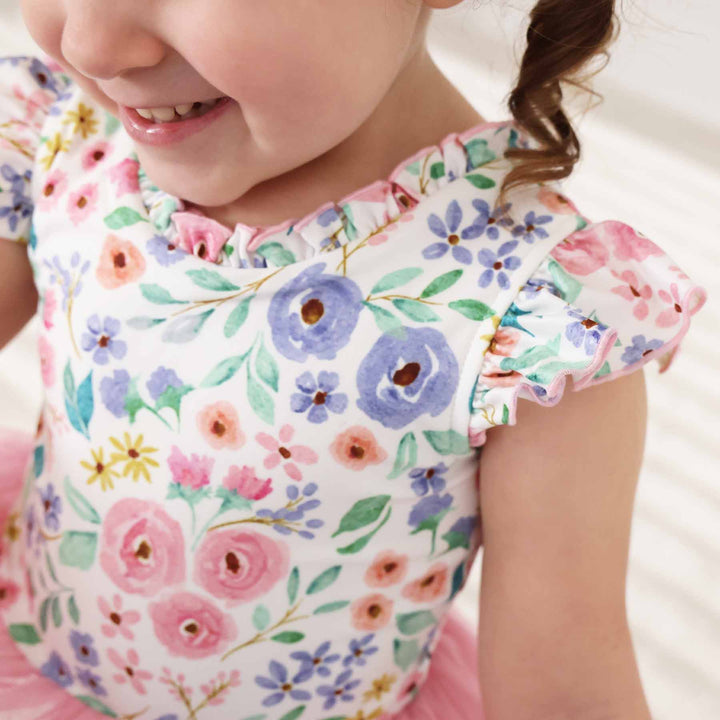 vintage floral print leotards for girls
