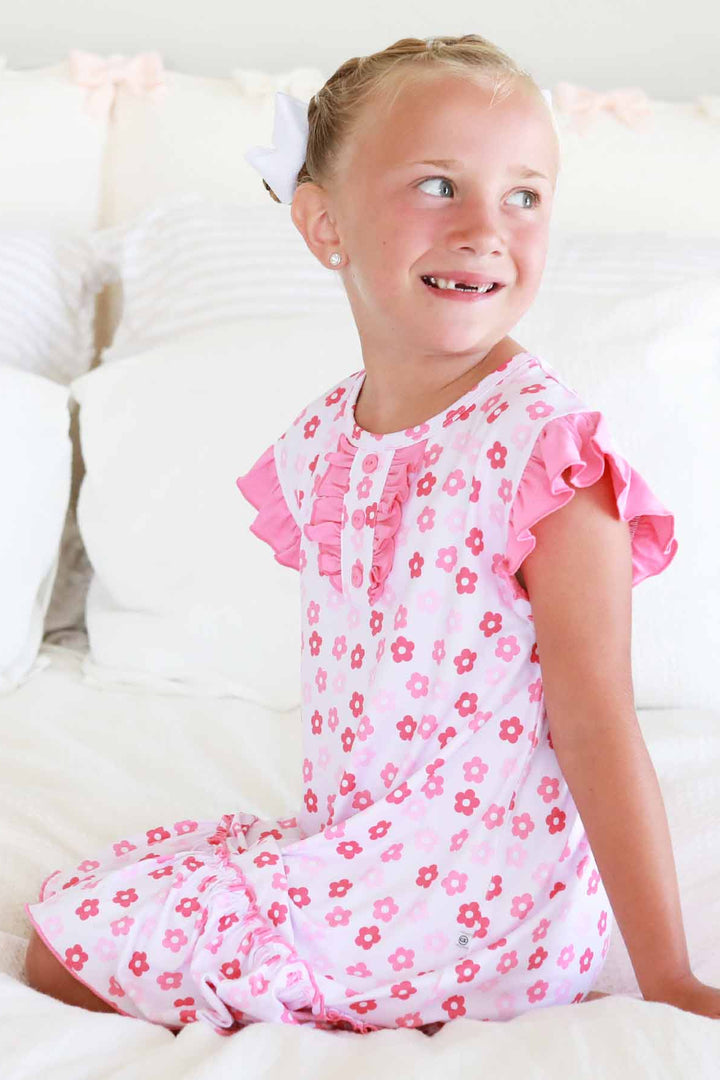 daisy mae girl's nightgown pink and white 